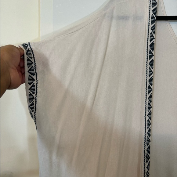 Umgee Tribal Open Front Kimono Duster S/M Half Sleeve Tan Embroidered - Picture 6 of 12